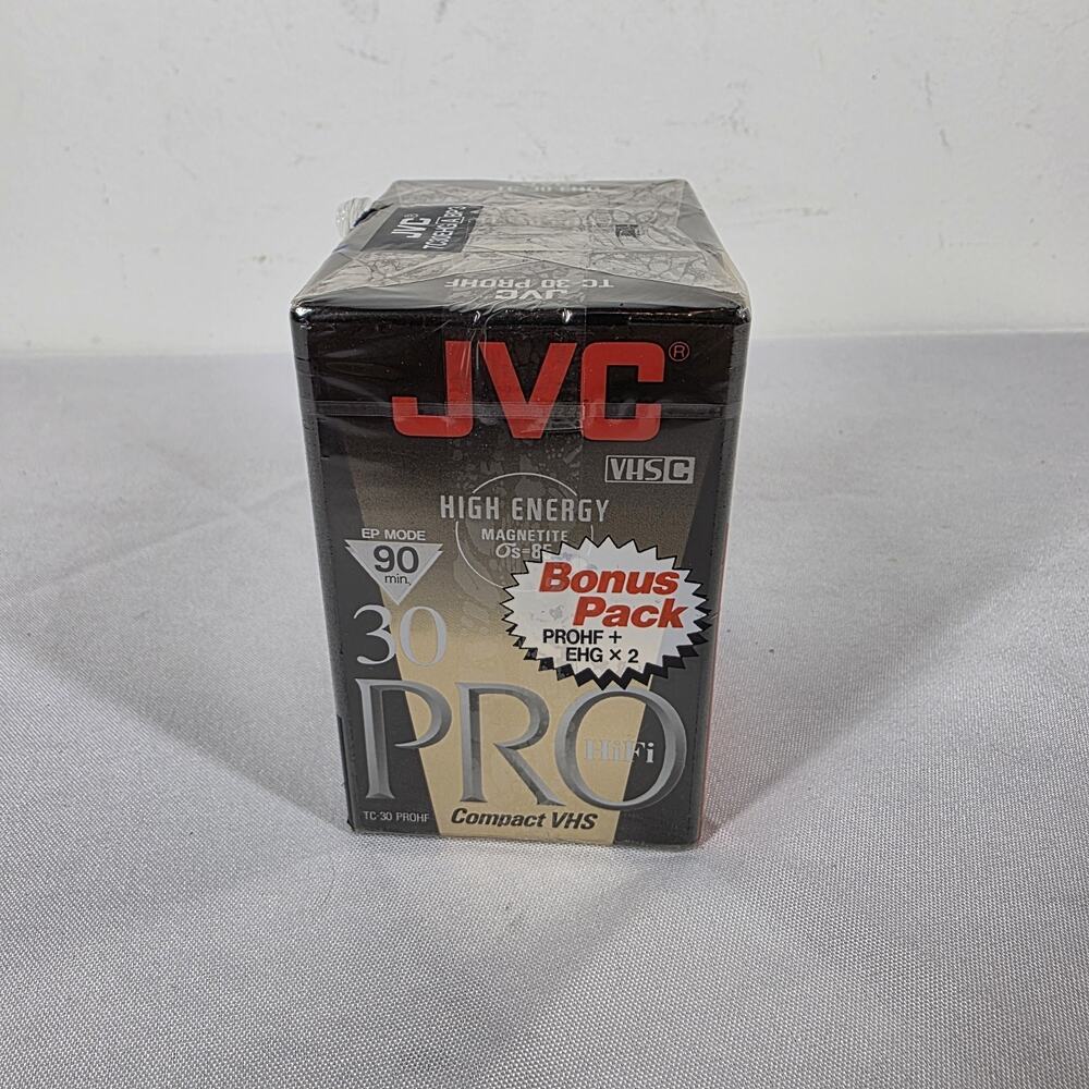 JVC VHS-C 3-Pack TC-30EHG 30/90 Min Hi-Fi Tapes PROHF + EHG X 2 New Sealed - Picture 4 of 7